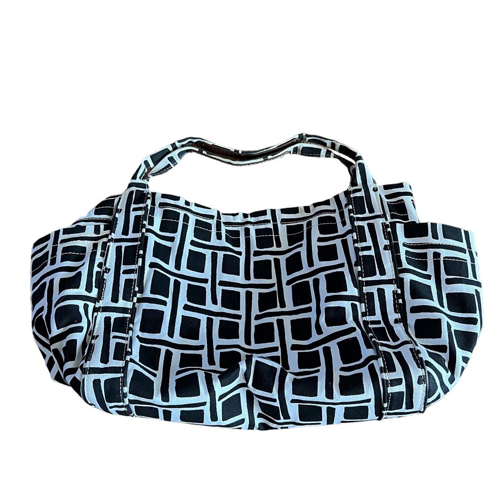 Merona Cotton Tote Bag Black and White Geometric Print - Picture 5 of 12